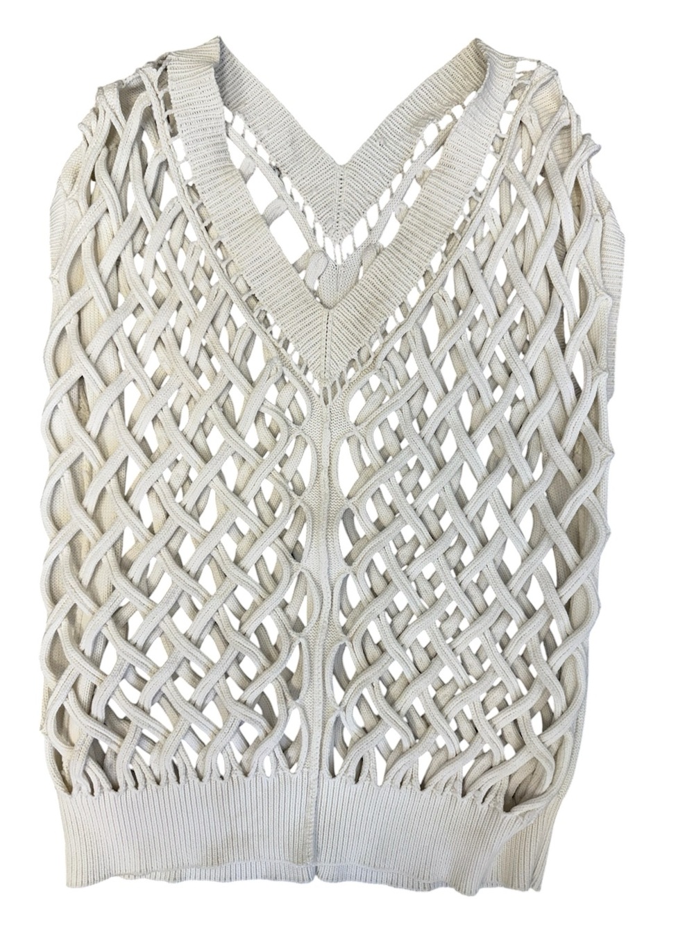 Alexander Wang Open Knit V-Neck Sleeveless Sweater Vest in Off-White - Sample